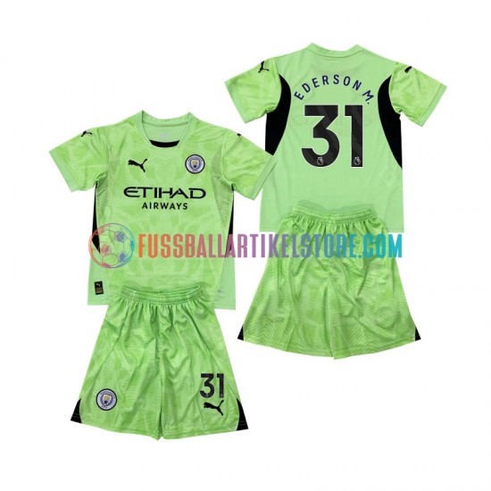 Manchester City Viertesausrüstung Torwart Ederson Moraes 31 2 2024-2025 Kinder Set(Trikot und Hose) S/S