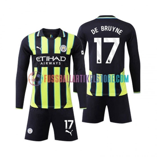 Manchester City Auswärtsausrüstung Kevin De Bruyne 17 2024-2025 Kinder Set(Trikot und Hose) L/S