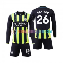 Manchester City Auswärtsausrüstung Savinho 26 2024-2025 Kinder Set(Trikot und Hose) L/S