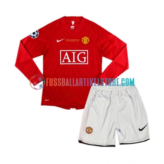 Manchester United Heimausrüstung Champion League Retro 2007 Kinder Set(Trikot und Hose) L/S