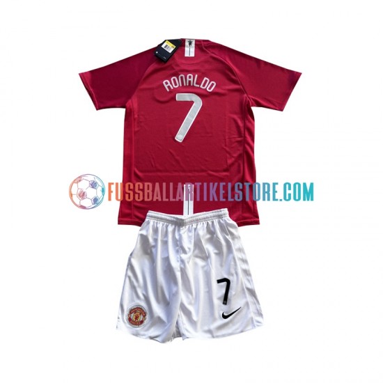 Manchester United Heimausrüstung Cristiano Ronaldo 7 Champion League Retro 2007 Kinder Set(Trikot und Hose) S/S