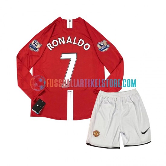 Manchester United Heimausrüstung Cristiano Ronaldo 7 Retro 2007 Kinder Set(Trikot und Hose) L/S