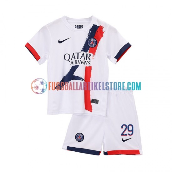 Paris Saint-Germain Auswärtsausrüstung Bradley Barcola 29 2024-2025 Kinder Set(Trikot und Hose) S/S