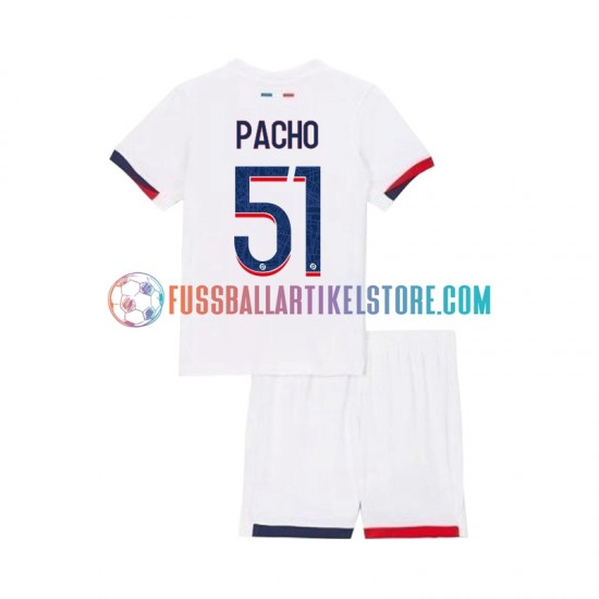 Paris Saint-Germain Auswärtsausrüstung Willian Pacho 51 2024-2025 Kinder Set(Trikot und Hose) S/S