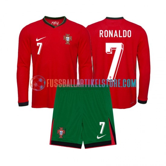 Portugal Heimausrüstung Ronaldo 7 Euro 2024 Kinder Set(Trikot und Hose) L/S