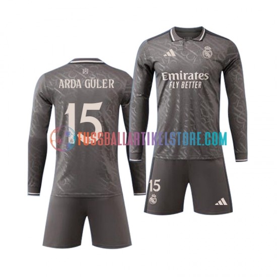 Real Madrid Ausweichausrüstung Arda Guler 15 2024-2025 Kinder Set(Trikot und Hose) L/S