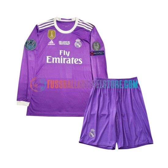 Real Madrid Auswärtsausrüstung Retro 2016 Kinder Set(Trikot und Hose) L/S