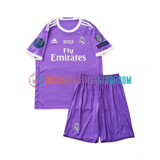 Real Madrid Auswärtsausrüstung Retro 2016 Kinder Set(Trikot und Hose) S/S