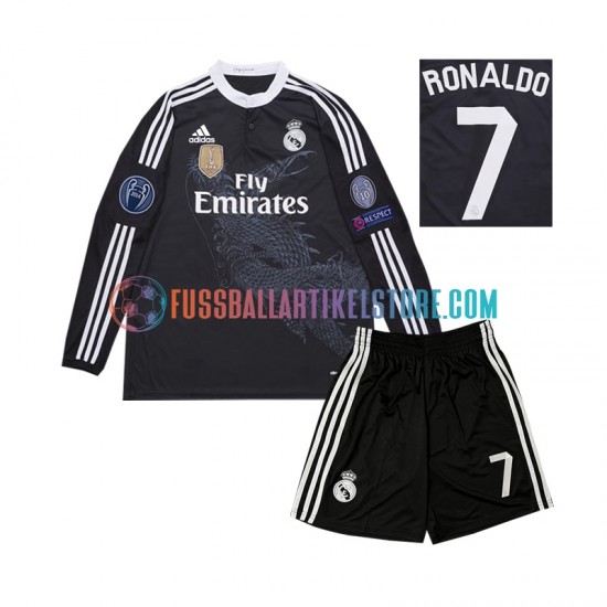 Real Madrid Ausweichausrüstung Cristiano Ronaldo 7 Retro 2014 Kinder Set(Trikot und Hose) L/S