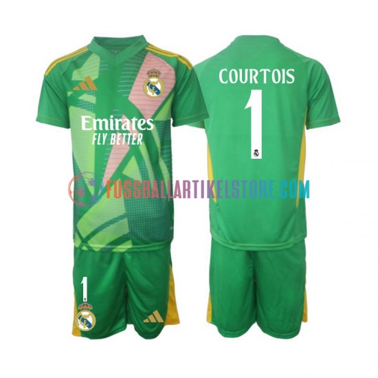 Real Madrid Ausweichausrüstung Torwart Thibaut Courtois 1 2024-2025 Kinder Set(Trikot und Hose) S/S