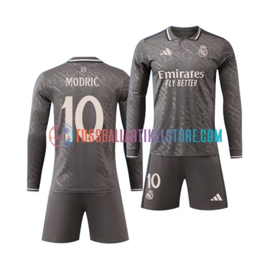 Real Madrid Ausweichausrüstung Modrić Luka 10 2024-2025 Kinder Set(Trikot und Hose) L/S