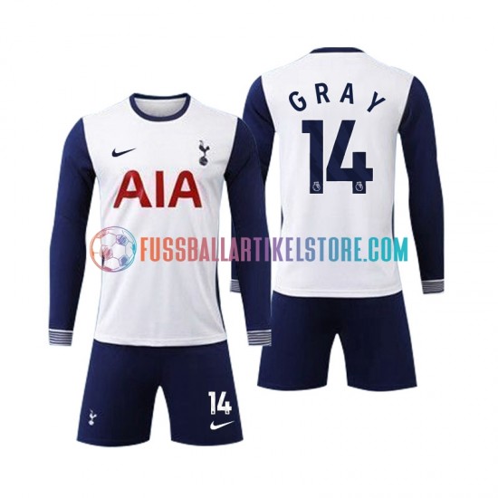 Tottenham Hotspur Heimausrüstung Gray 14 2024-2025 Kinder Set(Trikot und Hose) L/S