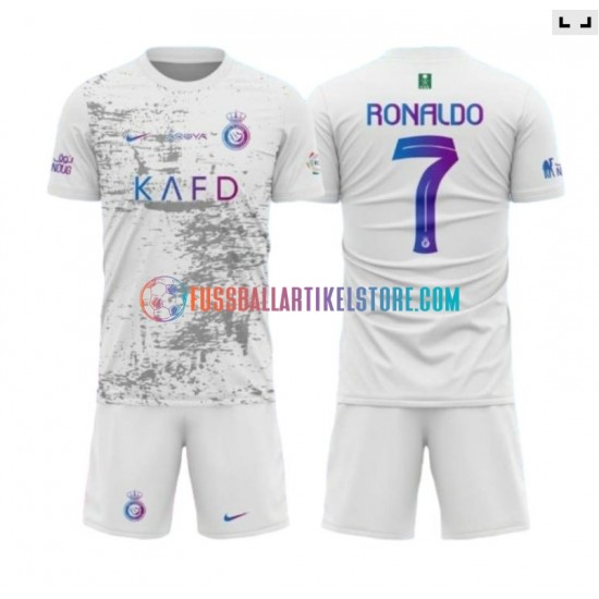 Ausweichausrüstung Al-Nassr Ronaldo 7 2023-2024 Kinder Set(Trikot und Hose) S/S