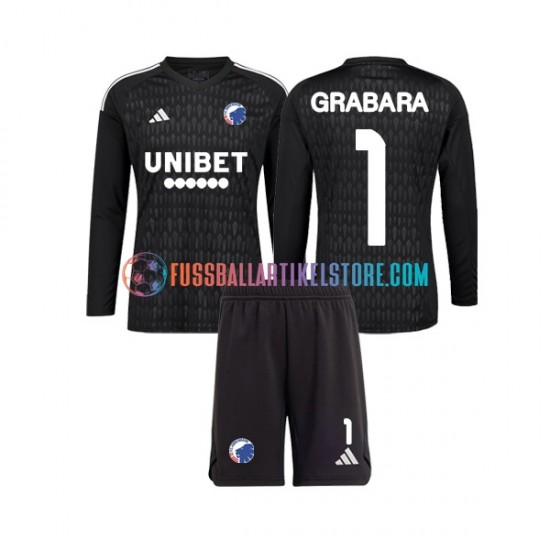 FC Kopenhagen Auswärtsausrüstung Torwart GRABARA 1 2023-2024 Kinder Set(Trikot und Hose) L/S