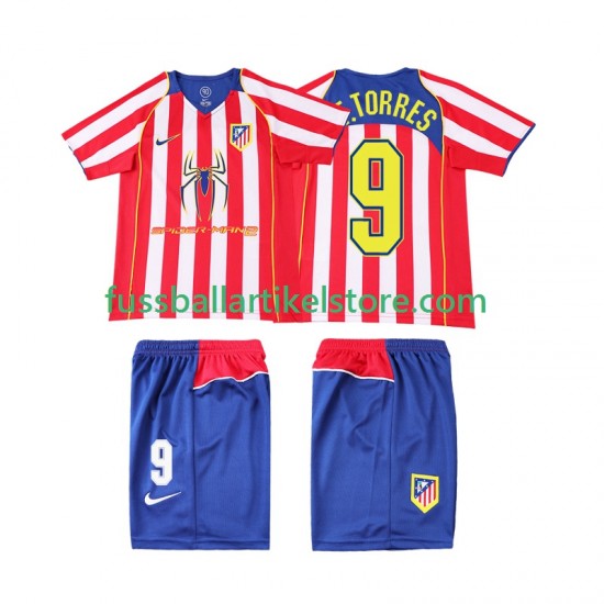 Atlético Madrid Heimausrüstung F TORRES 9 Retro 2004 2005 Kinder Set(Trikot und Hose) S/S