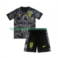 Brasilien Heimausrüstung Cheist the Redeemer Football Shirts 2024 Kinder Set(Trikot und Hose) S/S