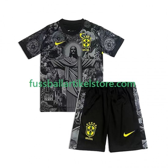 Brasilien Heimausrüstung Cheist the Redeemer Football Shirts 2024 Kinder Set(Trikot und Hose) S/S