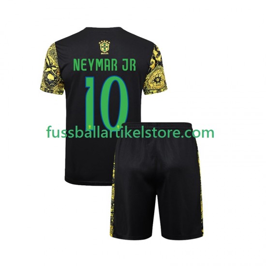 Brasilien Heimausrüstung Neymar JR 10 Jesus 2024 Kinder Set(Trikot und Hose) S/S
