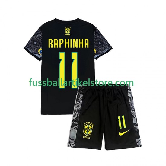 Brasilien Heimausrüstung RAPHINHA 11 Cheist the Redeemer Football Shirts 2024 Kinder Set(Trikot und Hose) S/S