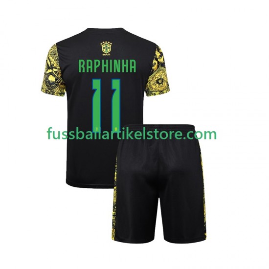 Brasilien Heimausrüstung RAPHINHA 11 Jesus 2024 Kinder Set(Trikot und Hose) S/S