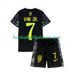 Brasilien Heimausrüstung Vinicius Junior 7 Cheist the Redeemer Football Shirts 2024 Kinder Set(Trikot und Hose) S/S
