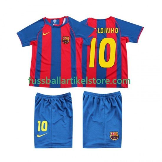FC Barcelona Heimausrüstung RONALDINHO 10 Retro 2004 Kinder Set(Trikot und Hose) S/S