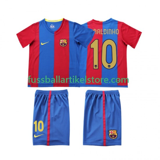 FC Barcelona Heimausrüstung RONALDINHO 10 Retro 2006 2007 Kinder Set(Trikot und Hose) S/S