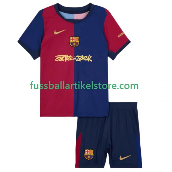 FC Barcelona Heimausrüstung TRAVIS SCOTT 2024-2025 Kinder Set(Trikot und Hose) S/S