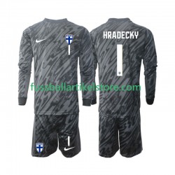 Finnland Heimausrüstung Torwart HRADECKY 1 2024 Kinder Set(Trikot und Hose) L/S