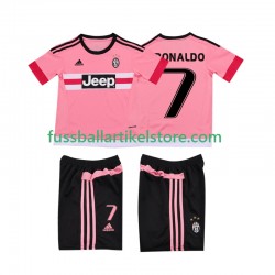 Juventus Turin Auswärtsausrüstung Cristiano RONALDO 7 Retro 2015 2016 Kinder Set(Trikot und Hose) S/S
