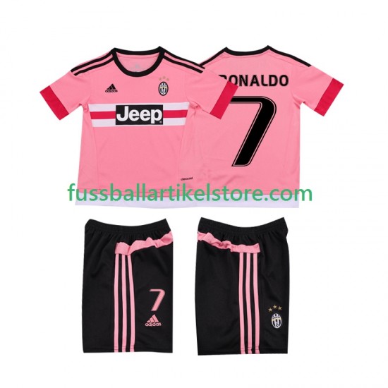 Juventus Turin Auswärtsausrüstung Cristiano RONALDO 7 Retro 2015 2016 Kinder Set(Trikot und Hose) S/S