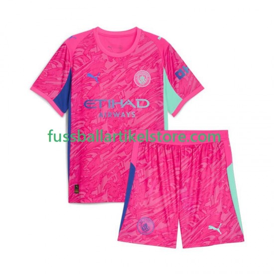 Manchester City Auswärtsausrüstung Torwart 2025-2026 Kinder Set(Trikot und Hose) S/S