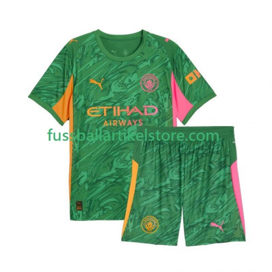 Manchester City Heimausrüstung Torwart 2025-2026 Kinder Set(Trikot und Hose) S/S