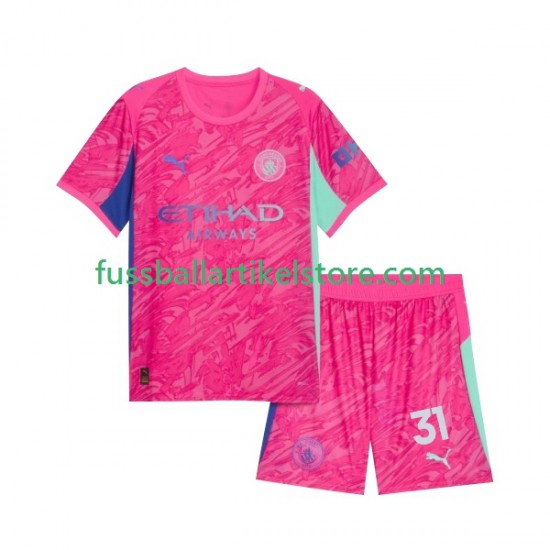 Manchester City Auswärtsausrüstung Torwart Ederson Moraes 31 2025-2026 Kinder Set(Trikot und Hose) S/S