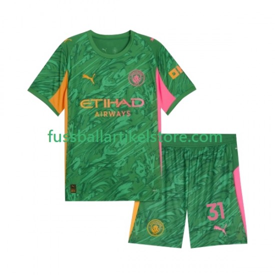 Manchester City Heimausrüstung Torwart Ederson Moraes 31 2025-2026 Kinder Set(Trikot und Hose) S/S
