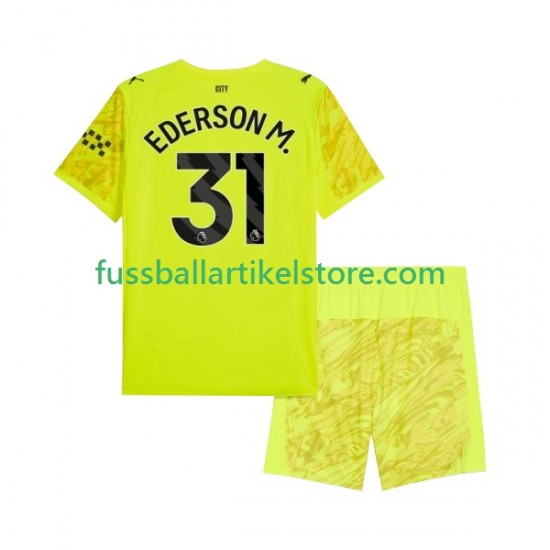 Manchester City Ausweichausrüstung Torwart Ederson Moraes 31 2025-2026 Kinder Set(Trikot und Hose) S/S