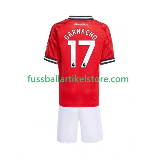 Manchester United Heimausrüstung Alejandro Garnacho 17 2025-2026 Kinder Set(Trikot und Hose) S/S