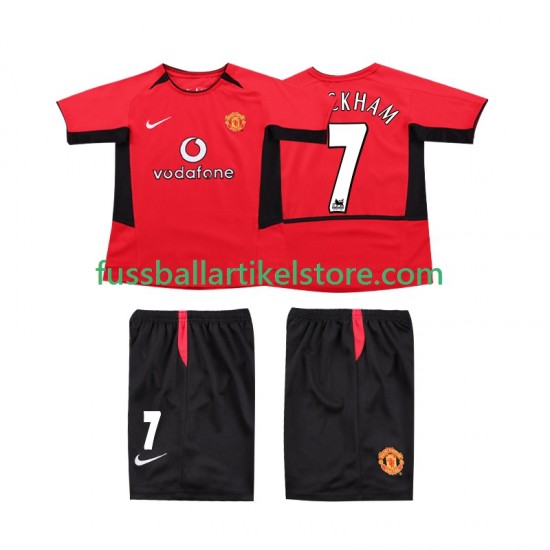 Manchester United Heimausrüstung BECKHAM 7 Retro 2002 2004 Kinder Set(Trikot und Hose) S/S