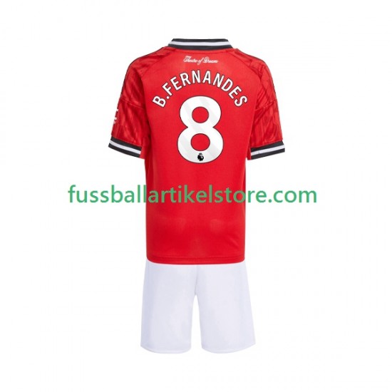 Manchester United Heimausrüstung Bruno Fernandes 8 2025-2026 Kinder Set(Trikot und Hose) S/S