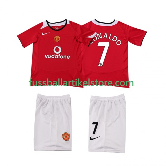 Manchester United Heimausrüstung Cristiano Ronaldo 7 Retro 2004 2006 Kinder Set(Trikot und Hose) S/S