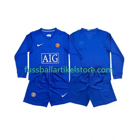 Manchester United Auswärtsausrüstung Retro Retro 2008 Kinder Set(Trikot und Hose) L/S