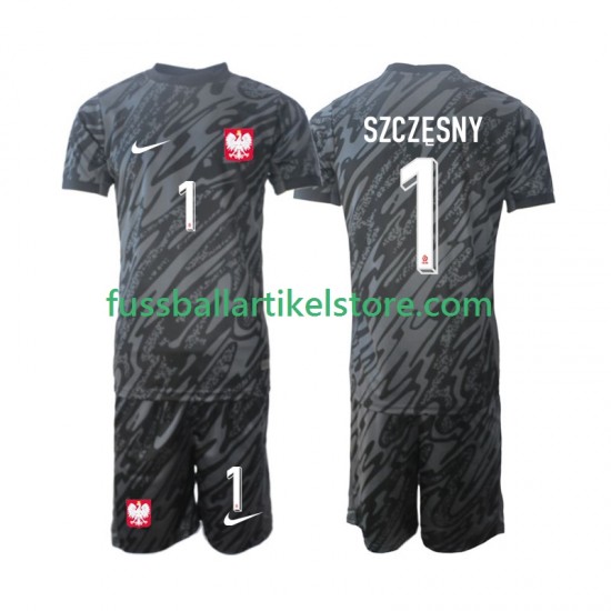 Polen Auswärtsausrüstung Torwart Szczesny 1 2024 Kinder Set(Trikot und Hose) S/S