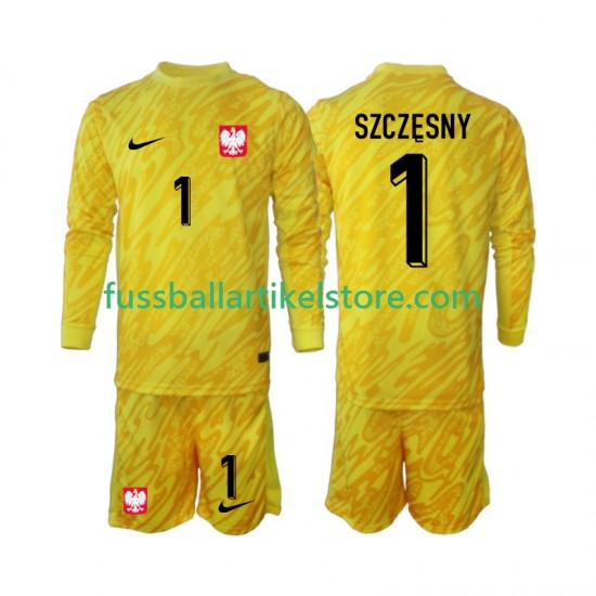 Polen Heimausrüstung Torwart Szczesny 1 2024 Kinder Set(Trikot und Hose) L/S