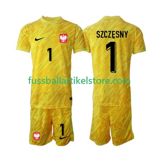 Polen Heimausrüstung Torwart Szczesny 1 2024 Kinder Set(Trikot und Hose) S/S
