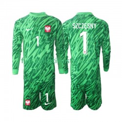 Polen Ausweichausrüstung Torwart Szczesny 1 2024 Kinder Set(Trikot und Hose) L/S