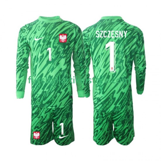 Polen Ausweichausrüstung Torwart Szczesny 1 2024 Kinder Set(Trikot und Hose) L/S