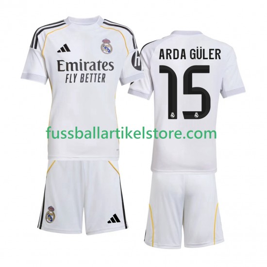 Real Madrid Heimausrüstung Arda Guler 15 2025-2026 Kinder Set(Trikot und Hose) S/S