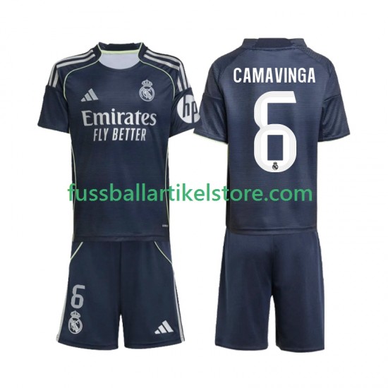 Real Madrid Auswärtsausrüstung Camavinga 6 2025-2026 Kinder Set(Trikot und Hose) S/S