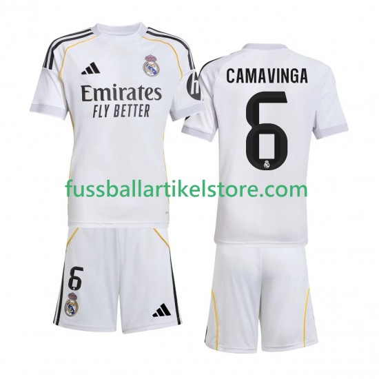 Real Madrid Heimausrüstung Camavinga 6 2025-2026 Kinder Set(Trikot und Hose) S/S