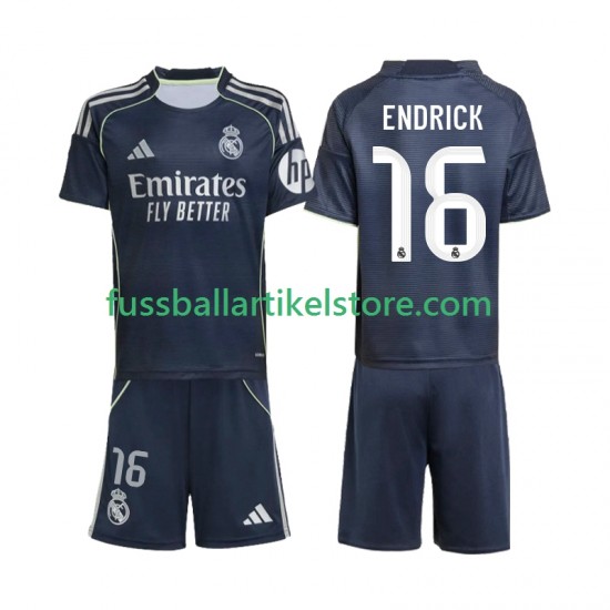 Real Madrid Auswärtsausrüstung Endrick 16 2025-2026 Kinder Set(Trikot und Hose) S/S